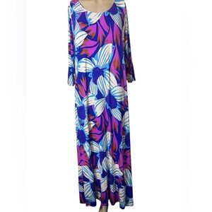 Soft Surroundings NWT Serena Maxi Nazarene Blue Multicolored Dress Size 3X